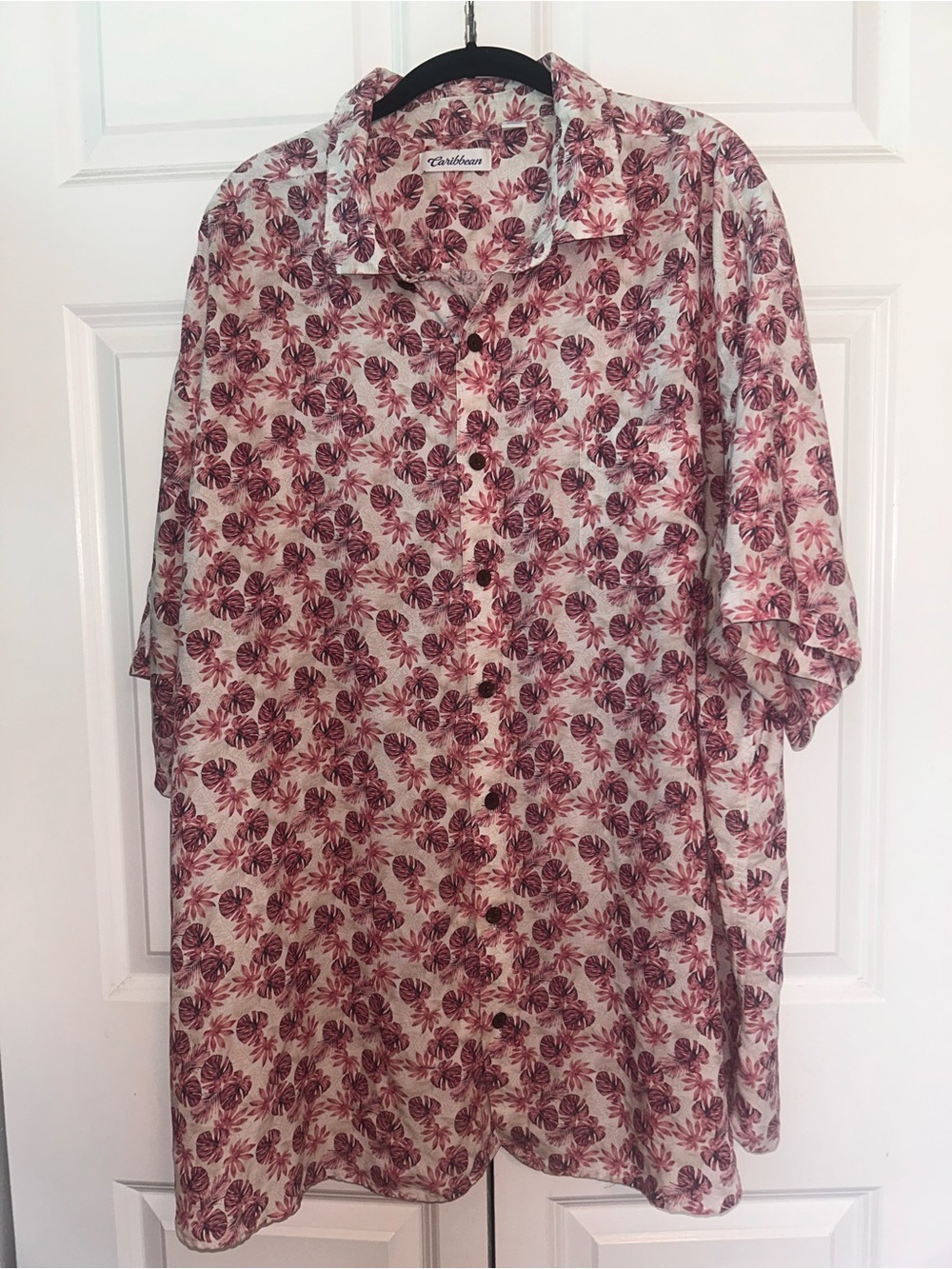 Caribbean Pink Floral Button-Front tropical Shirt 3XB